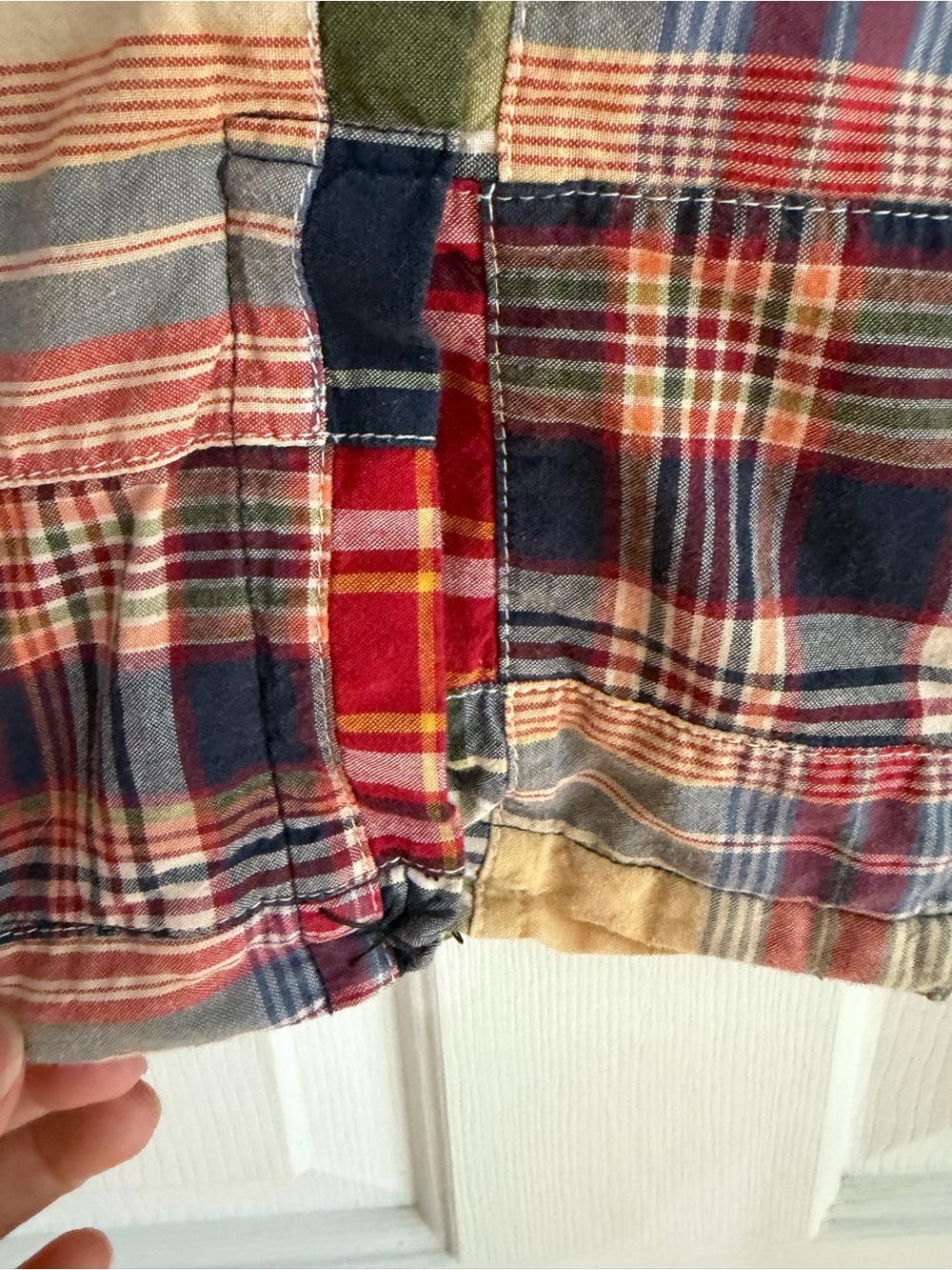 Vintage J. Crew Patchwork Plaid Blazer in Red, Navy & Green - Picture 9 of 13